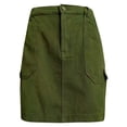 thumbnail image 1 of Midi Skirts for Women Skirt Soft Hugging Denim Elastic Waist Cargo Pocket Denim Skirt Summer Clothes for Women Green XXL, 1 of 4