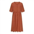 thumbnail image 1 of Midi Summer Dresses for Women Button V Neck Short Sleeve Casual Dress Lightweight Beach Sundresses, 1 of 7