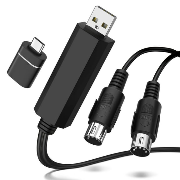 Midi to USB Cable Interface Converter ? IN OUT Midi Cable Host Adapter Plug Controller Wire Cord For Keyboard Synthesizer Piano Instrument to Mac Computer PC Windows Laptop Music Studio (6 FT)
