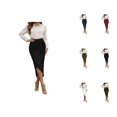 thumbnail image 1 of Midi Wrap Skirts for Women Summer High Waisted Tie Front Asymmetrical Slit Bodycon Ruched Pencil Skirt, 1 of 5