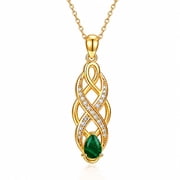 Midir&Etain 14K Gold Plated Malachite Necklace for Women Elegant Infinity Knot Pendant Modern Teardrop Green Stone Jewelry for Lover Spiritual Transformation Amulet