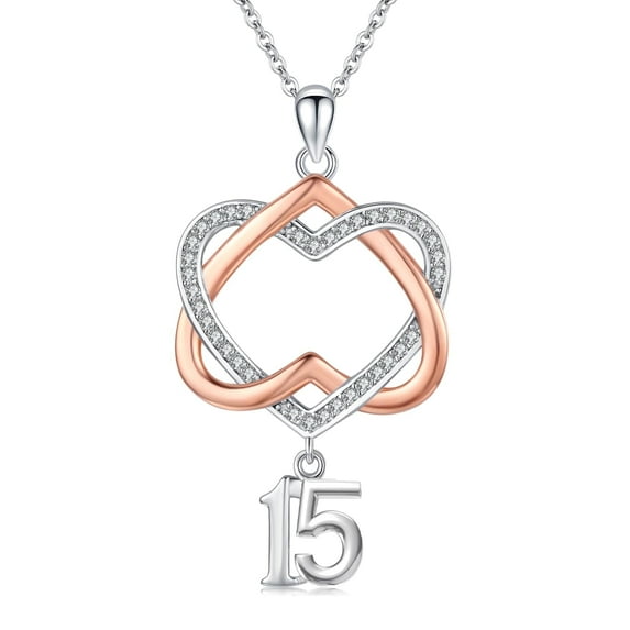 Midir&Etain 15 Year Old Birthday Gifts / 15th Birthday Gifts for Daughter 925 Sterling Silver Heart Pendant Necklace for Women Friend Sister Mothers Day Christmas Anniversary Jewelry