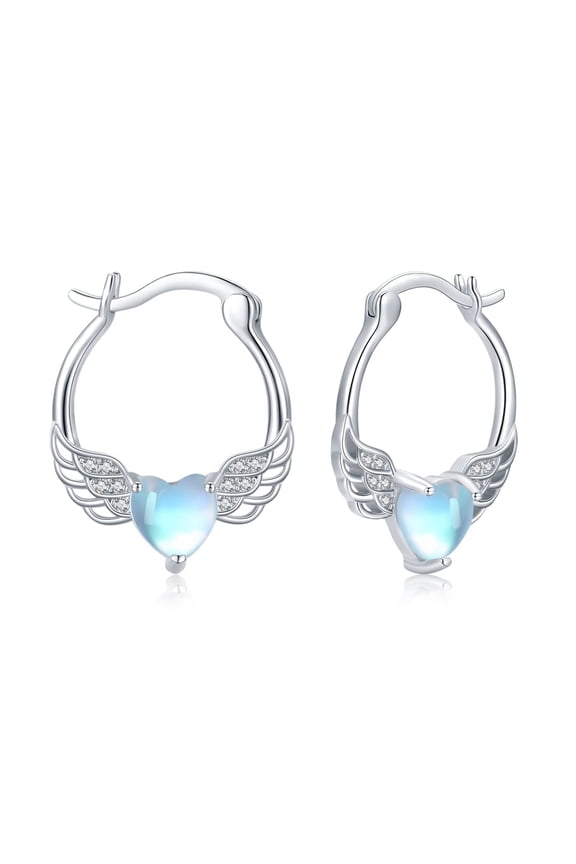 Angel Wings Earrings 925 Sterling Silver Anti Allergy Angel Moonlight Stone Angel Wings Earrings Women's Angel Earrings Jewelry Gift