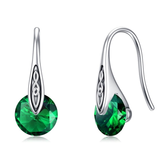Midir&Etain Birthstone Earrings Sterling Silver Celtic Knot Dangle Drop Earrings for Sensitive Ears Irish Jewelry Valentine's Mothers Day Birthday Gifts for Women Girlfriend Wife