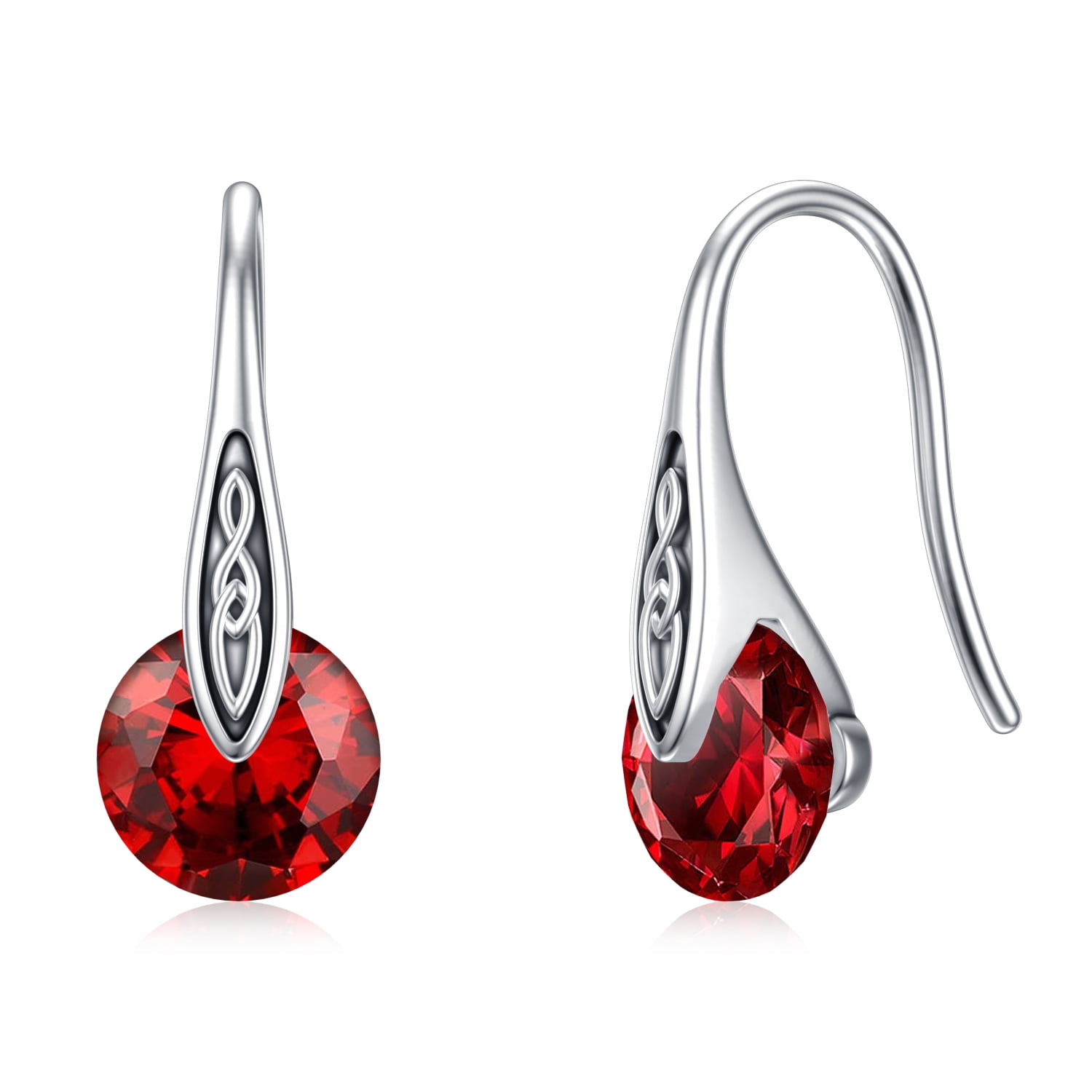 Midir&Etain Birthstone Earrings Sterling Silver Celtic Knot Dangle Drop