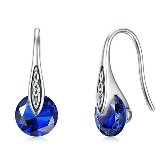 Midir&Etain Birthstone Earrings Sterling Silver Celtic Knot Dangle Drop Earrings for Sensitive Ears Irish Jewelry Valentine's Mothers Day Birthday Gifts for Women Girlfriend Wife