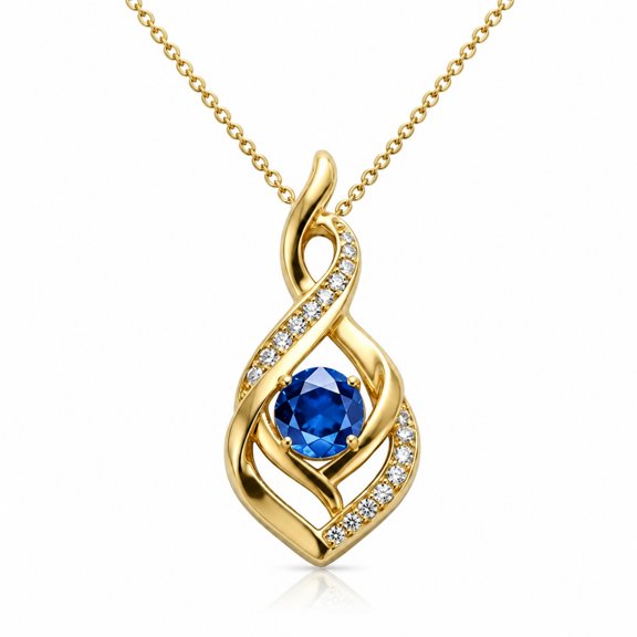 Midir&Etain Birthstone Necklace Sapphire Infinity Symbol Pendant 14K Gold Plated September Gift