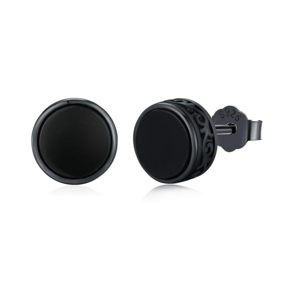 Midir&Etain Black Onyx Earrings 925 Sterling Silver Black Stud Earrings Hypoallergenic Punk Earrings Vantage Gothic Jewelry Gifts for Men Women Birthday