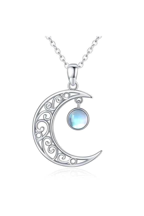 Celtic Moon Necklace 925 Sterling Silver Celtic Moonstone Pendant Necklace Women's Crescent Jewelry Gift for Women