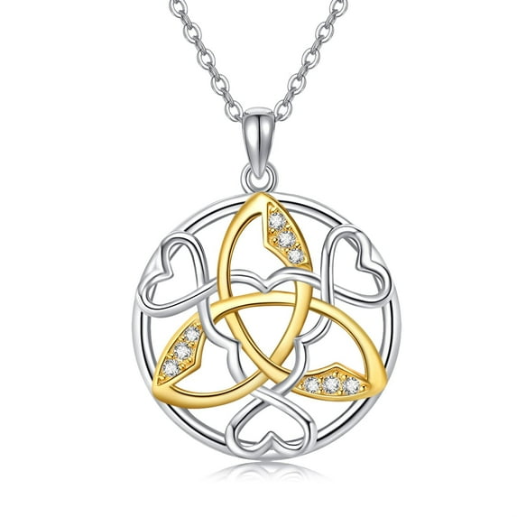 Midir&Etain Celtic Necklace 925 Sterling Silver Celtic Love Knot Pendant Vintage Trinity Irish Jewelry Good Luck Birthday Gift for Women