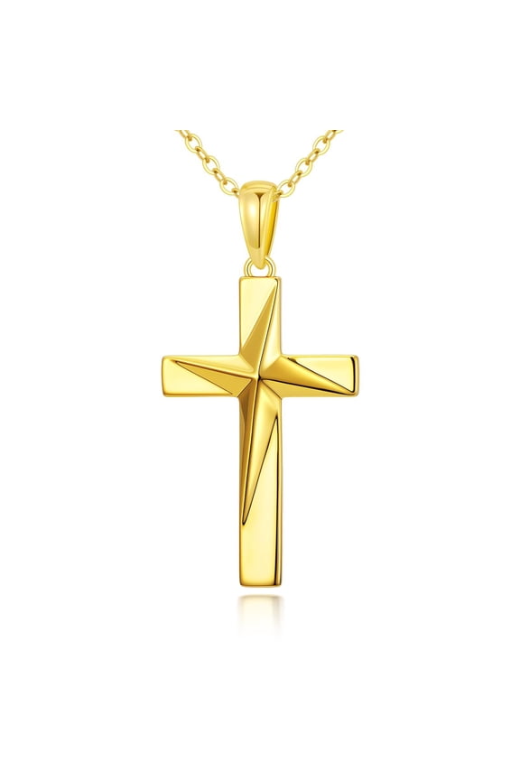 Cross Necklace for Women 14K Gold Plated Religious Pendant Necklaces Jewelry Christian Easter Basket Stuffers Gifts for Wife Girlfriend Her