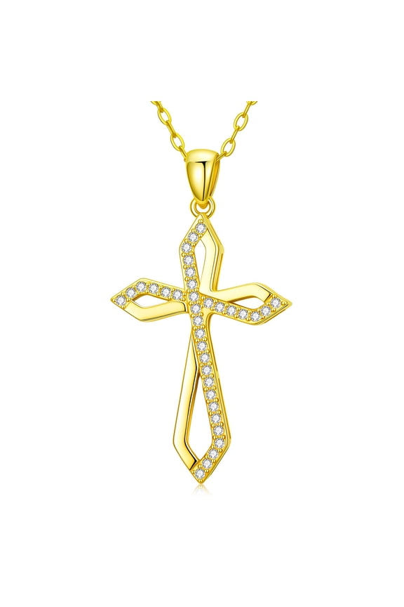 Cross Necklace for Women 14K Gold Plated Dainty Cross Pendant Necklace Minimalist Faith Jewelry Faith Gifts for Girlfriend Wife Christmas