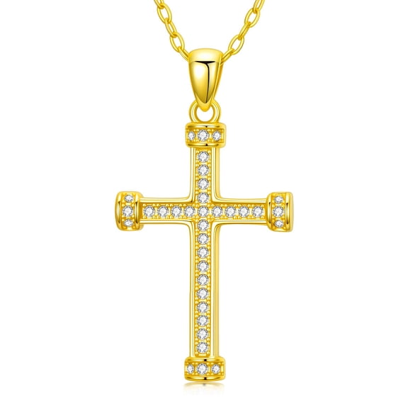 Midir&Etain Cross Necklaces for Women 14K Gold Plated Dainty Elegent 14K Gold Necklace Faith Pendant Jewelry Gifts for Girlfriend Wife