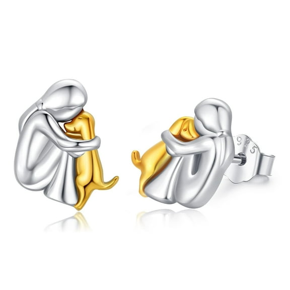 Midir&Etain Dog Earrings 925 Sterling Silver Hypoallergenic Cute Animal Dog Stud Earrings Dog Jewelry Gifts for Women Pet Love
