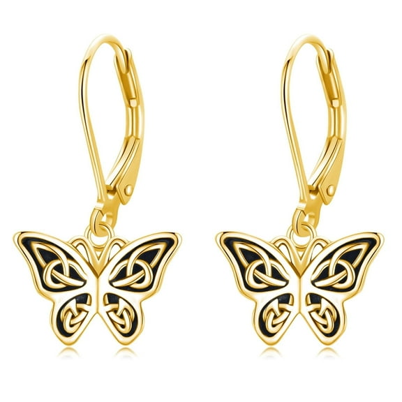 Midir&Etain Gold Butterfly Earrings 925 Sterling Silver Celtic Butterfly Dangle Earrings Animal Butterfly Jewelry Gifts Birthdays Mother's Day for Women Female Friends Butterfly Lovers