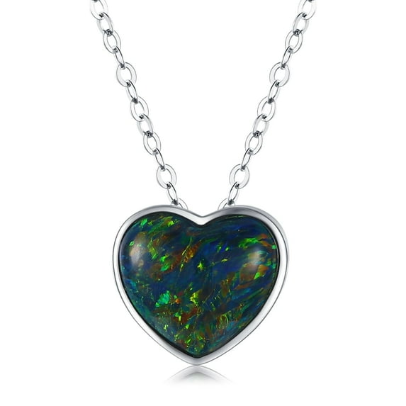 Midir&Etain Heart Necklaces for Women 925 Sterling Silver Small Heart Necklace Black Opal Love Pendant Love Heart Jewelry Gifts for Mothers Day