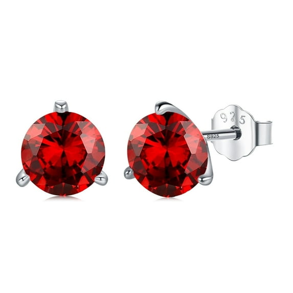Midir&Etain January Birthstone Earrings 925 Sterling Silver Garnet Earrings Hypoallergenic Red Cubic Zirconia Stud Earrings Dainty Small Birthstone Jewelry Gifts Birthday Christmas for Women Wife Mom