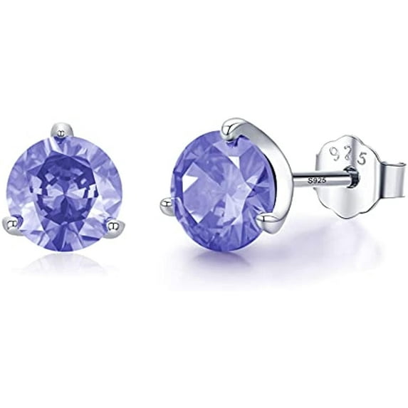Midir&Etain June Birthstone Earrings 925 Sterling Silver Alexandrite Earrings Purple Cubic Zirconia Stud Earrings Dainty Small Birthstone Jewelry Gifts Birthday Christmas for Women Wife Mom