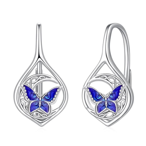 Midir&Etain Leverback Earrings for Women 925 Sterling Silver Celtic Butterfly Dangle Drop Earring Irish Jewelry Gifts for Women Girlfriends Good Luck Gifts
