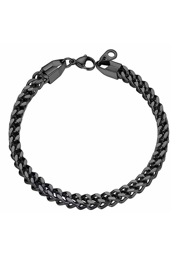 Men's Link Bracelets Length 18K White Gold Plated Classic Jewelry For Christmas/Valentine'S Day/Birthday (Black)