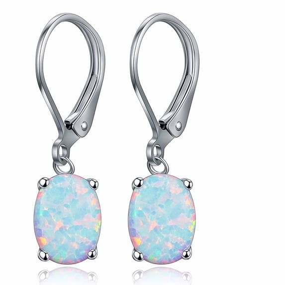 Midir&Etain Opal Earrings For Women 18K White Gold Plated Gemstone Dangle Jewelry Gifts Christmas Birthday Valentine'S Day Gift For Her/Wife/Mom