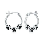 Midir&Etain Paw Print Earrings for Women 925 Sterling Silver Earrings Paw Print Hoop Earrings Dog Cat Animal Paw Jewelry Birthday Gifts for Girls