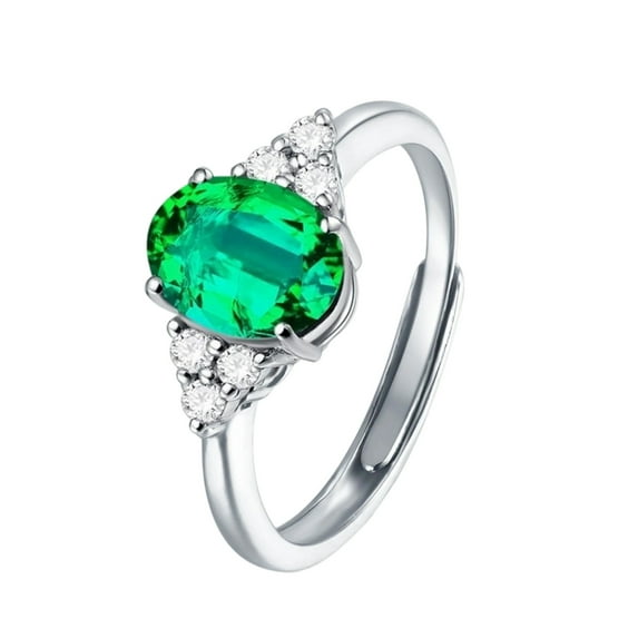 Midir&Etain Emerald Rings for Women White Gold Plate Engagement Ring Promise Jewelry Gifts for Girlfriend