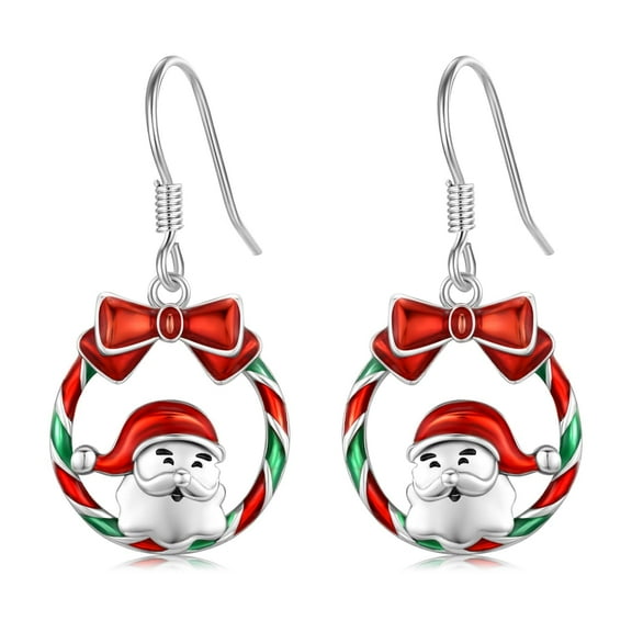 Midir&Etain Santa Claus Earrings 925 Sterling Silver Hypoallergenic Christmas Earring Winter Holiday Party Christmas Dangle Earrings Christmas Jewelry Gifts for Women Female Friends chicas