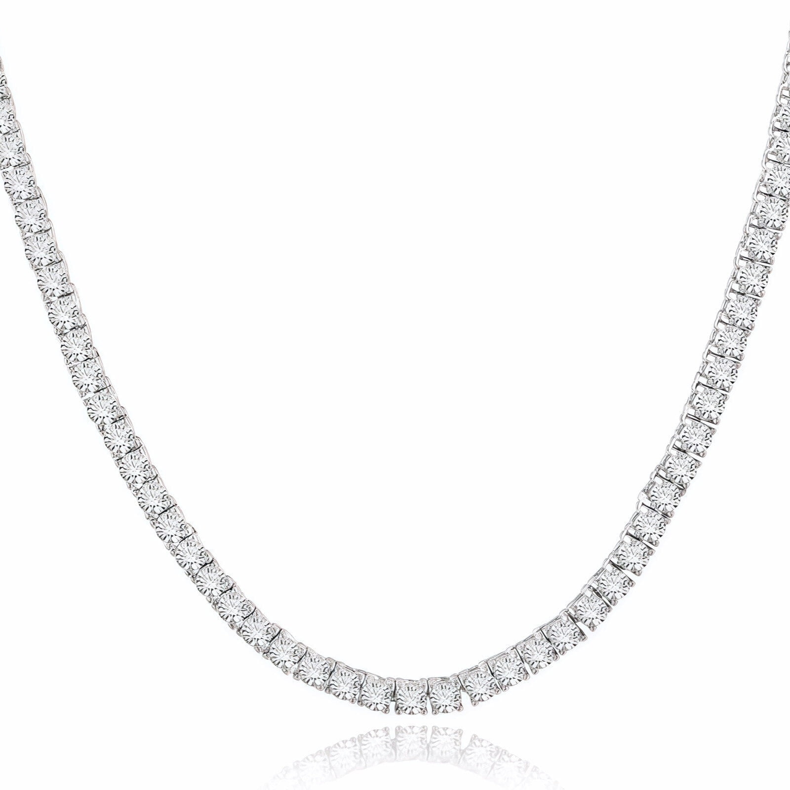 Midir&Etain 18k White Gold Plated Tennis Necklace with Simulated Diamond Crystals for Women Laboratory Tennis Chain Show Your Own Light Suitable For Both Men And Women 18Inch