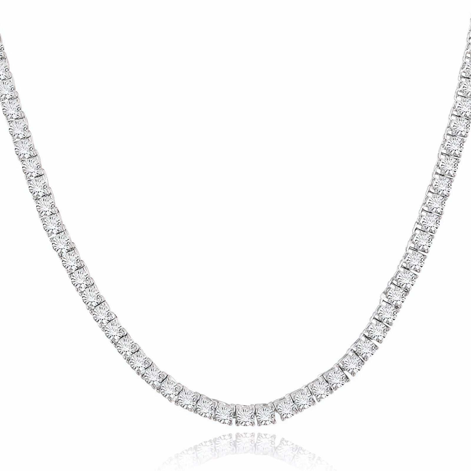 Midir&Etain Tennis Necklace 18K White Gold Plated | Laboratory Zircon Cut Faux Diamond Tennis Chain Show Your Own Light Suitable For Both Men And Women 22Inch