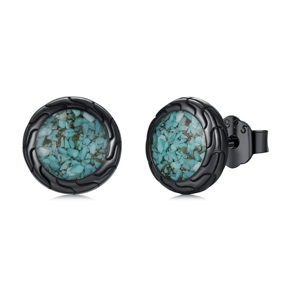 Midir&Etain Turquoise Stud Earrings 925 Sterling Silver Black Gold Earrings Turquoise Jewelry Gifts Birthdays Christmas for Women Men