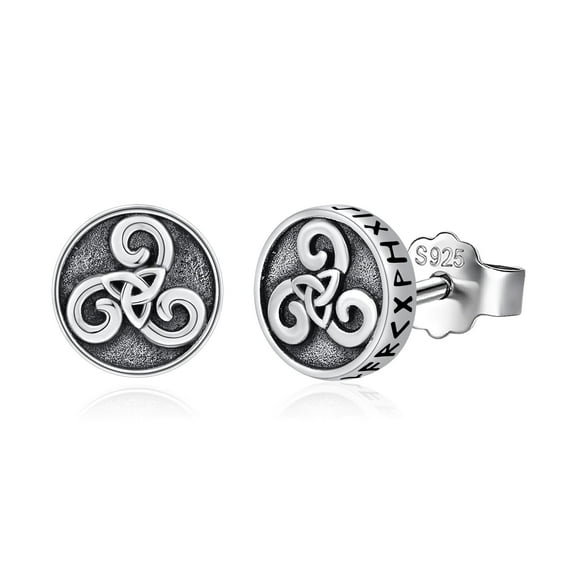 Midir&Etain Viking Celtic earings 925 Sterling Silver Triskele Stud Earrings Triskelion Earring Gothic Punk Jewelry Norse Pagan Gifts
