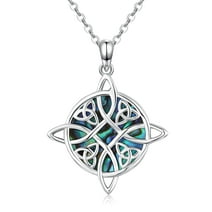 Midir&Etain Witches Knot Necklace 925 Sterling Silver Celtic Knot Necklace Witches Pendant Celtic Good Luck Irish Wiccan Jewelry Gifts for Women Girls