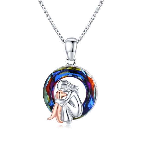 Midir&Etain Women's Dog Necklace 925 Sterling Silver Dog Pendant Necklace with Crystal Pet Pendant Gift Pet Lover Jewelry Commemorative Gift for Women's Mom Wife Daughter