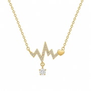 Midir&Etain Zircon Heartbeat Necklace 18K White Gold Plated - Dainty Pulse Jewelry For Women Gift For Mom Daughter Sister & Friends