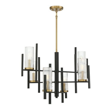 Midland 6-Light Chandelier in Matte Black with Warm Brass Accents