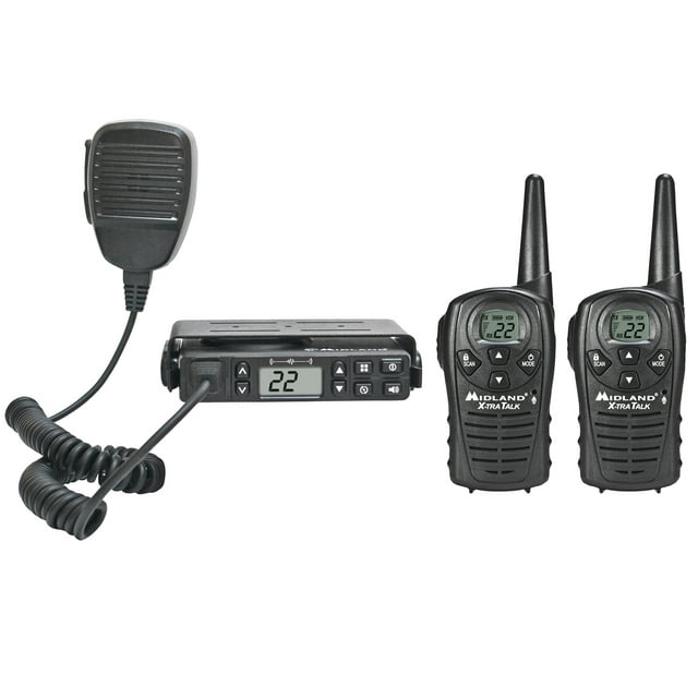 Midland 843631100479 microMOBILE Fixed-Mount GMRS 2-Way Radio with Magnetic Mount Antenna & pair of Midland 18-Mile GMRS Radios
