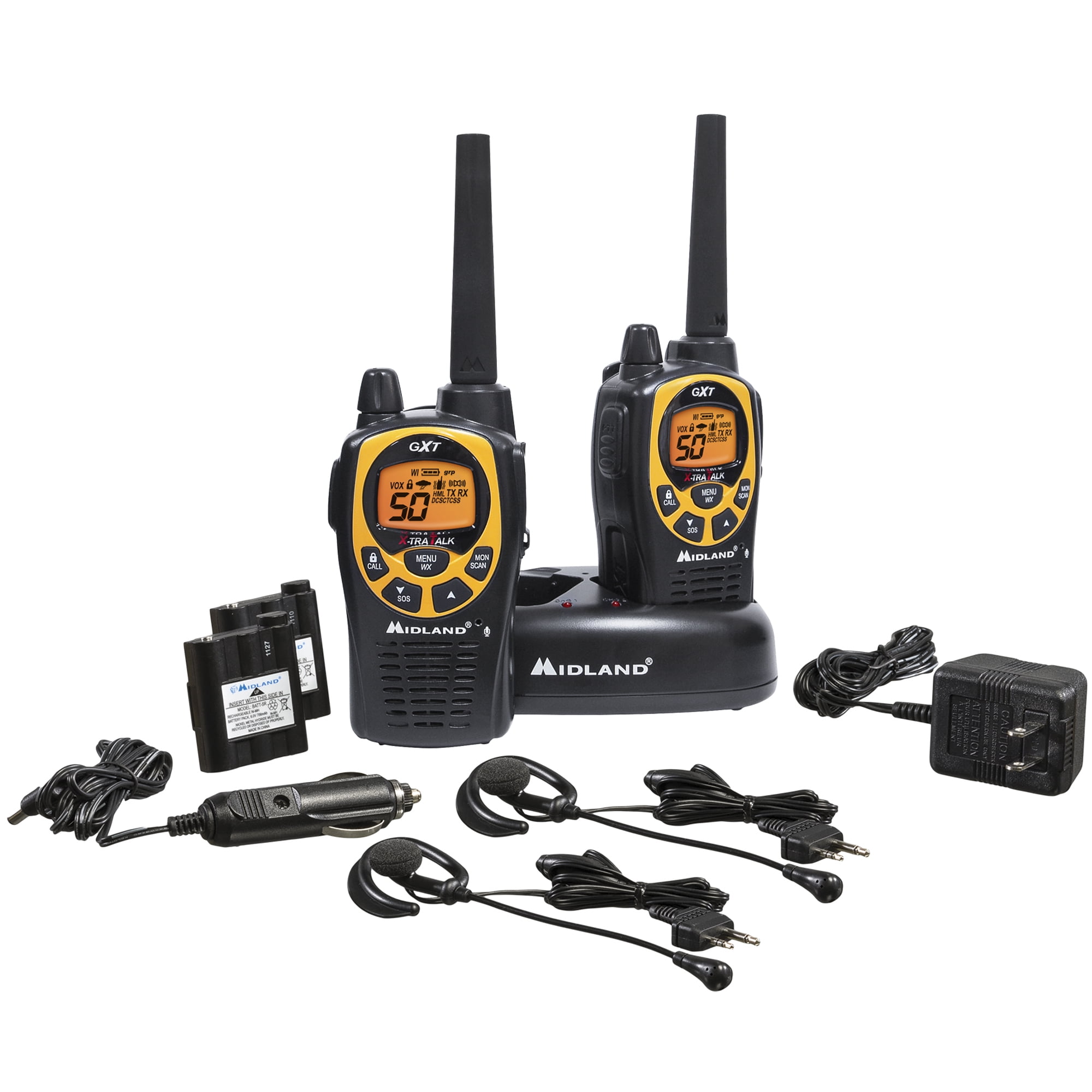 Midland Consumer Radio gxt1030vp4 36-Mile 50-Channel GMRS Two-Way Radio Black/Yellow)