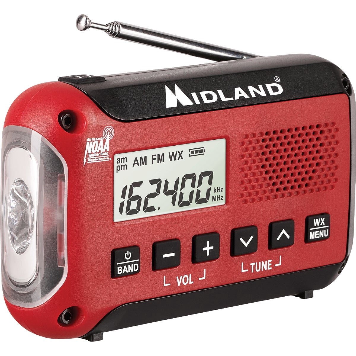 Midland - ER10VP Weather Radio with Flashlight & Emergency Alert - AM/FM Radio - Compact and Easy to Carry - SOS Strobe Signal and Headphone Jack