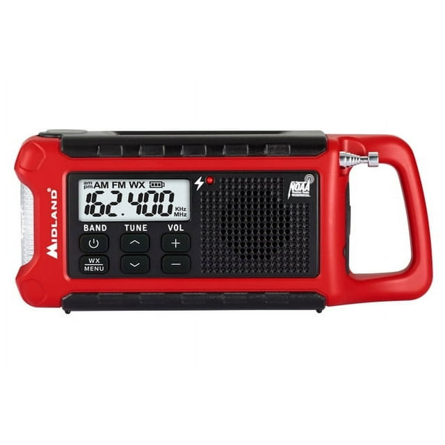 Midland ER210 E+Ready Compact Emergency Crank Radio, New Wireless tech - Red