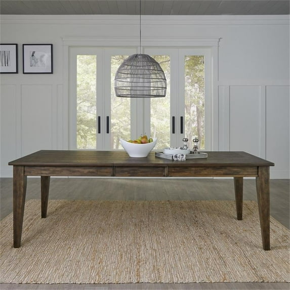 Midland Falls Rectangular Leg Table - Rustic Brown