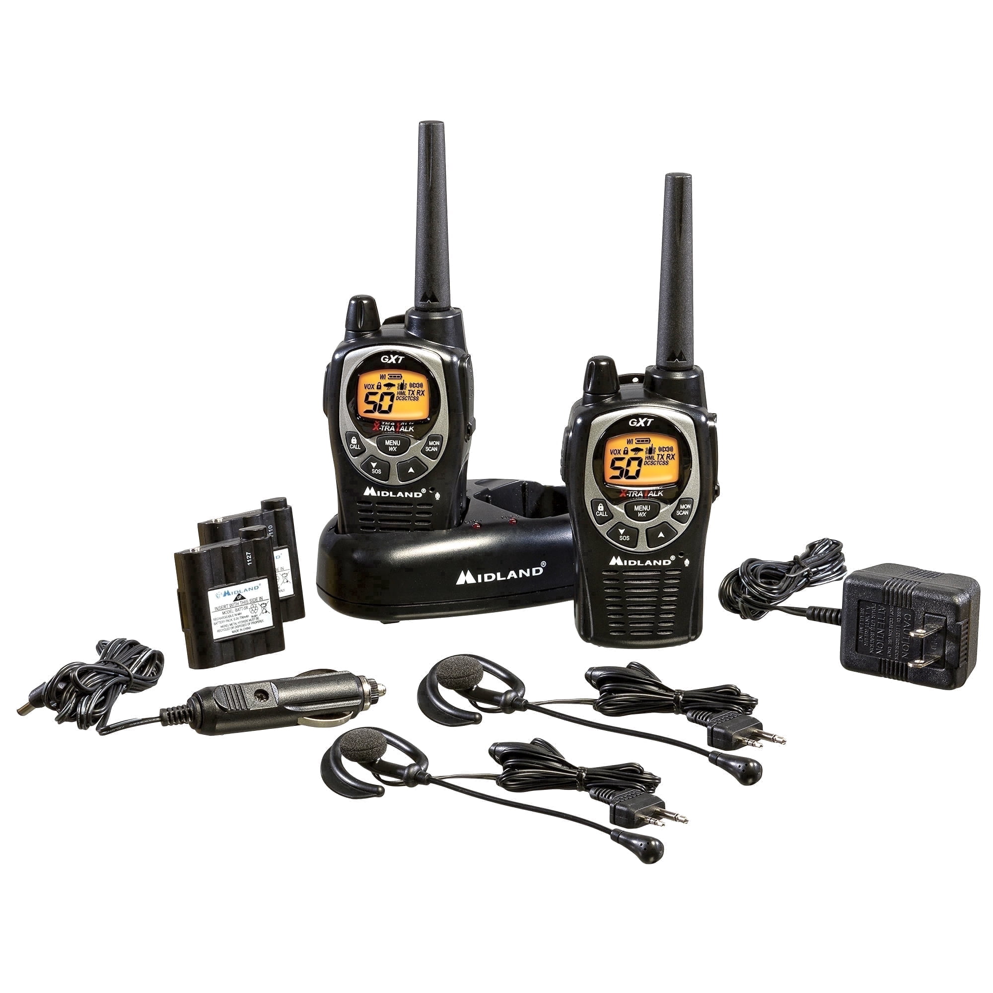 Midland GXT1000VP4 Black Two-Way Radios, 2-Pack, 36-Mile, 50