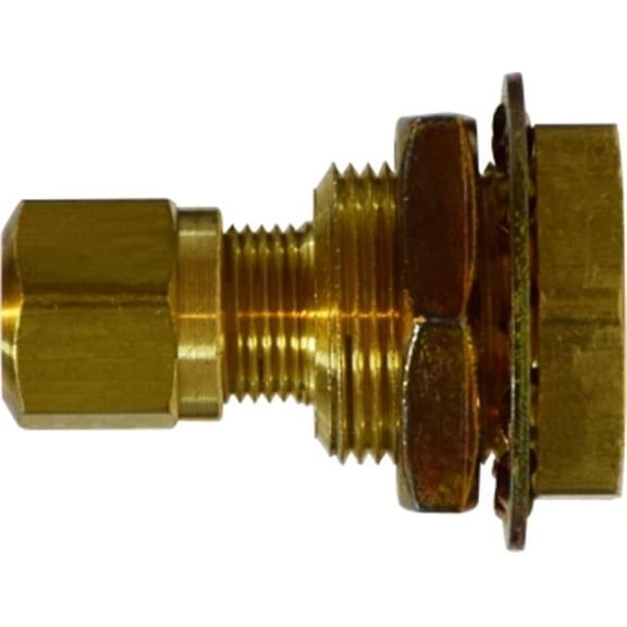 Midland Industries 28322 0.37 x 0.87-20 x 0.37 Brass Bulkhead Fitting