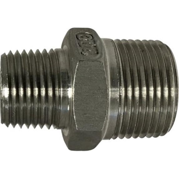 Midland Industries 63742 0.37 x 0.25 in. 316 Stainless Steel Hex Nipple