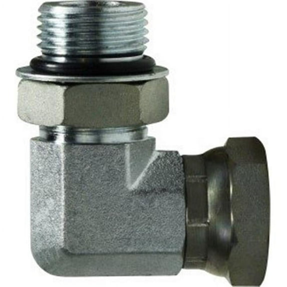Midland Industries 6901NWO104 0.87-14 x 0.25 Male O-Ring x FNPSM 90 deg Swivel Elbow Adapter