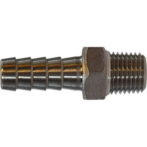 Midland Industries 73971 0.37 x 0.25 HB x MIP 304 Stainless Steel Reducing Hose Nipple