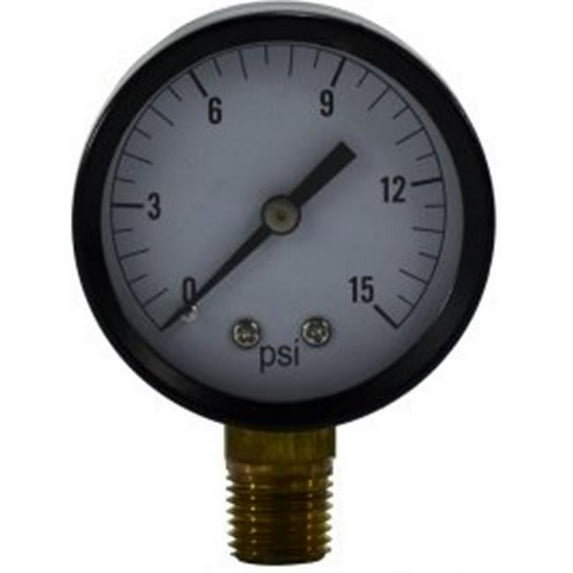 Midland Industries 80001 2 in. 0-15 psi 0.25 in. Low Mount Standard Dry Gauge