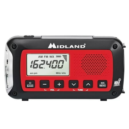 Midland - Emergency Crank Weather Alert Radio - Red/Black