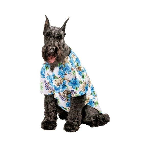 Midlee Blue Hibiscus Hawaiian Dog Shirt (Medium)- Beach Pool Pet Summer Clothes