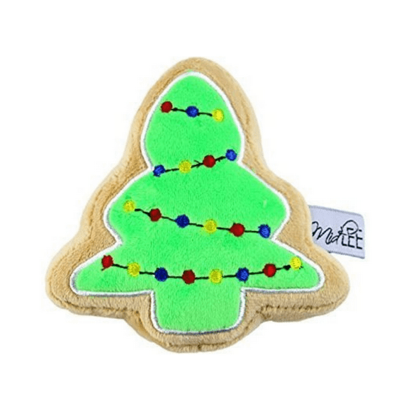 Midlee Christmas Sugar Cookie Plush Dog Toy (Christmas Tree, Large)- Squeaky Holiday Pet Gift Toy